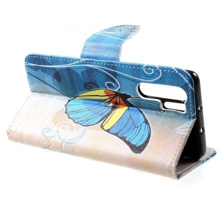 Läderfodral För Huawei P30 Pro Fjärilar Och Blommor