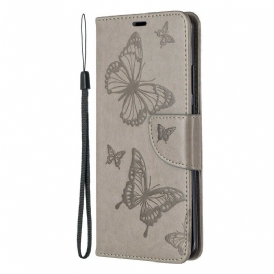Läderfodral För Huawei P40 Pro Folio-fodral Fjärilar Och Sned Klaff