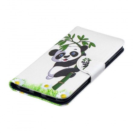 Läderfodral För Huawei Y7 2019 Panda På Bambu