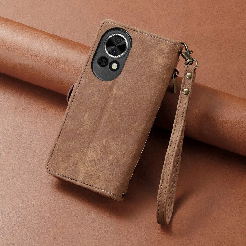 Läderskal Fodral Huawei Nova 13 Plånbok Med Geometriskt Mönster Och Dragkedja