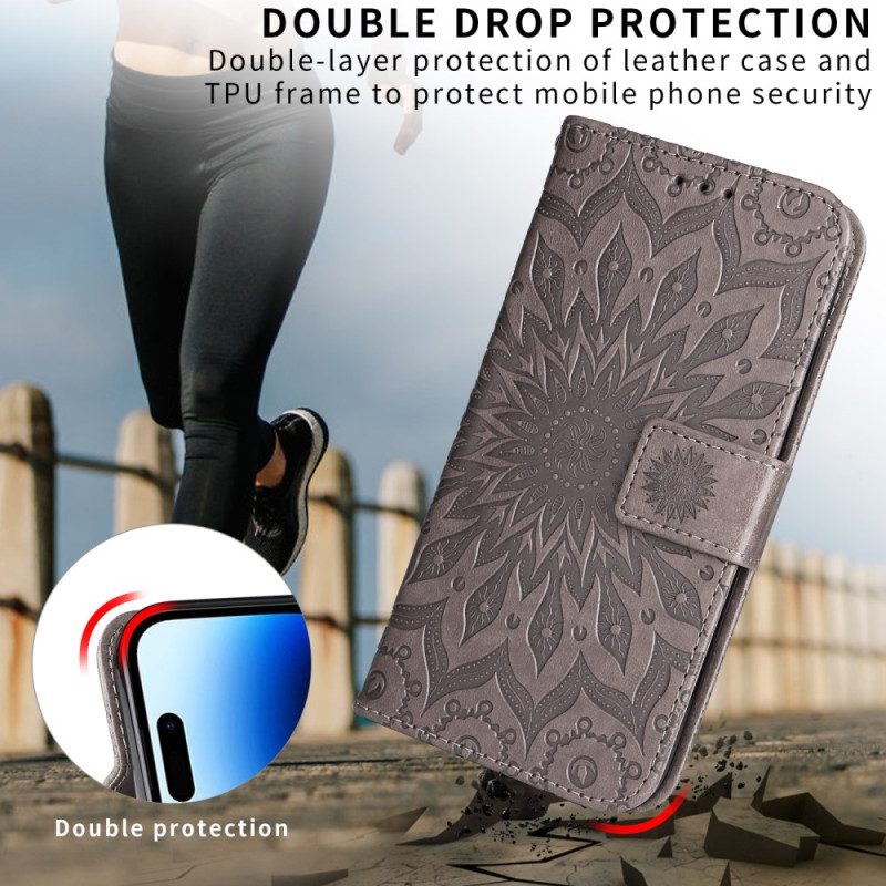 Läderskal Fodral Huawei Pura 80 Solrosmönster