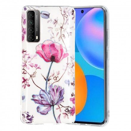 Mobilskal För Huawei P Smart 2021 Marmorerade Blommor