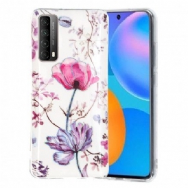 Mobilskal För Huawei P Smart 2021 Marmorerade Blommor