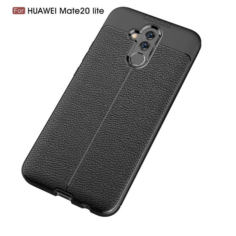 Skal För Huawei Mate 20 Lite Dubbellinje Litchi-lädereffekt