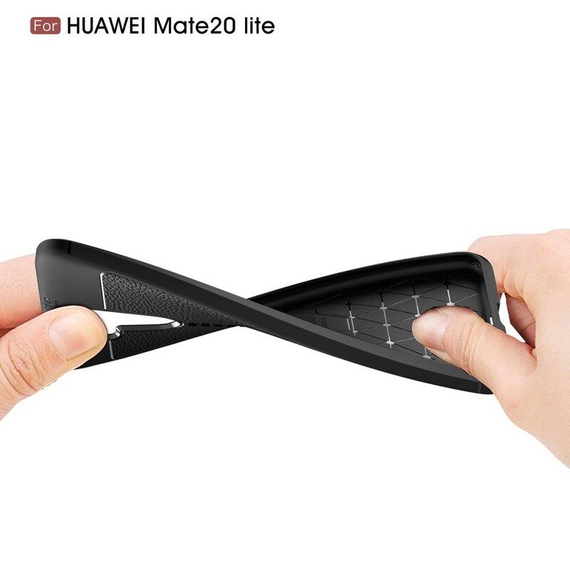 Skal För Huawei Mate 20 Lite Dubbellinje Litchi-lädereffekt