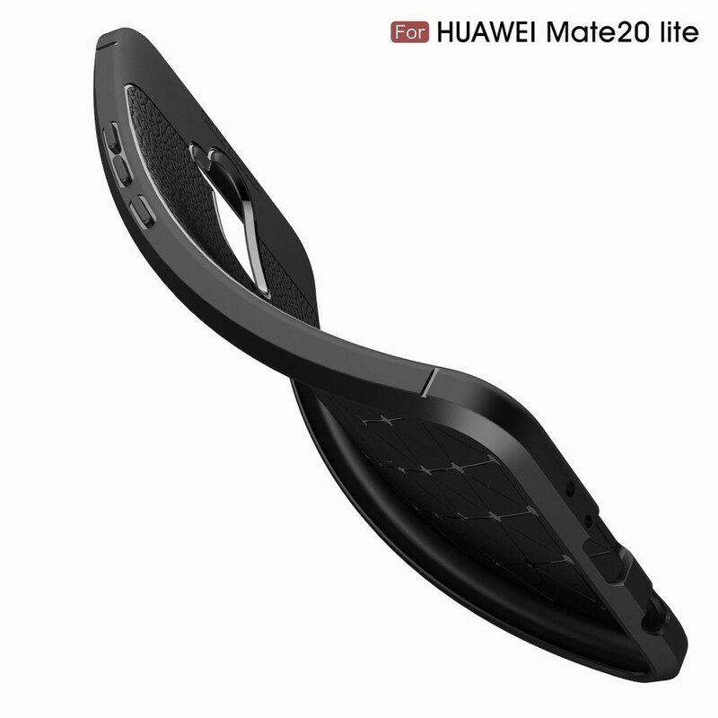 Skal För Huawei Mate 20 Lite Dubbellinje Litchi-lädereffekt