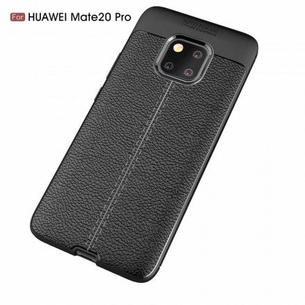 Skal För Huawei Mate 20 Pro Dubbellinje Litchi Lädereffekt