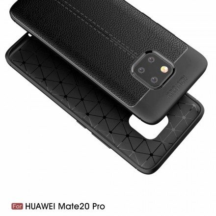 Skal För Huawei Mate 20 Pro Dubbellinje Litchi Lädereffekt