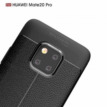 Skal För Huawei Mate 20 Pro Dubbellinje Litchi Lädereffekt