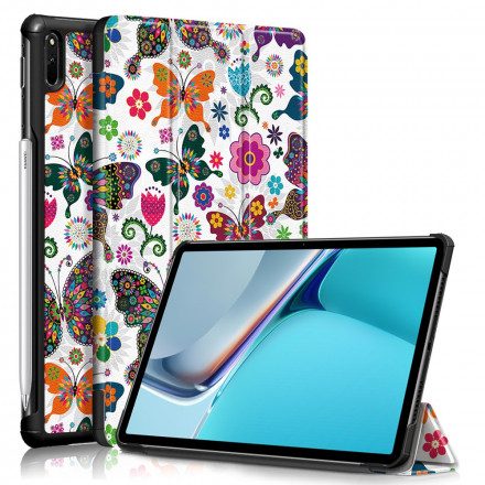 Skal För Huawei MatePad 11 Förbättrade Retrofjärilar Och Blommor