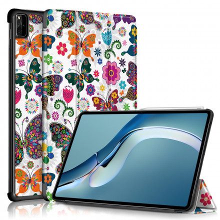 Skal För Huawei MatePad Pro 12.6 Förbättrade Retrofjärilar Och Blommor