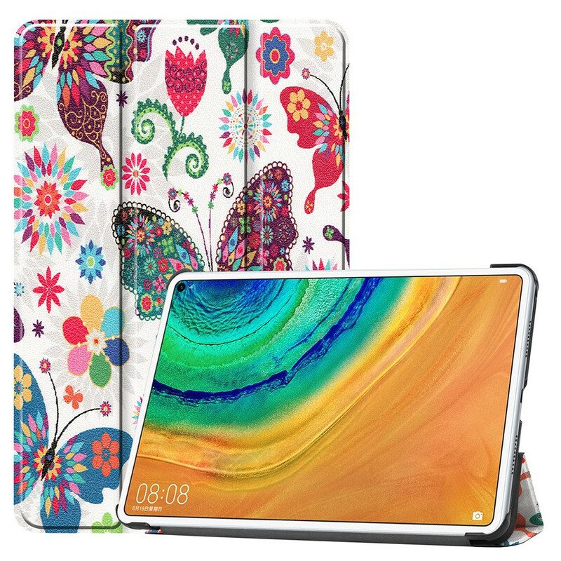 Skal För Huawei MatePad Pro Retro Fjärilar Och Blommor