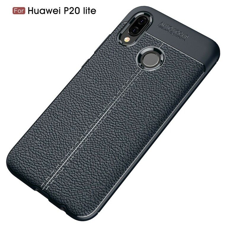 Skal För Huawei P20 Lite Dubbellinje Litchi-lädereffekt