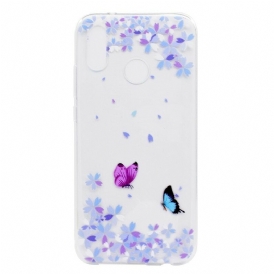 Skal För Huawei P20 Lite Transparenta Fjärilar Och Blommor