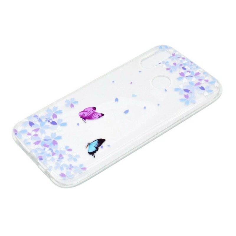 Skal För Huawei P20 Lite Transparenta Fjärilar Och Blommor