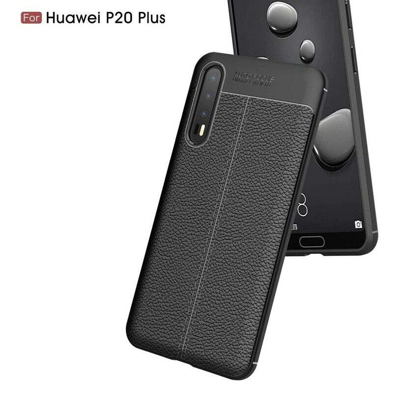 Skal För Huawei P20 Pro Dubbellinje Litchi-lädereffekt