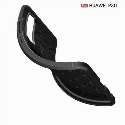Skal För Huawei P30 Dubbellinje Litchi-lädereffekt
