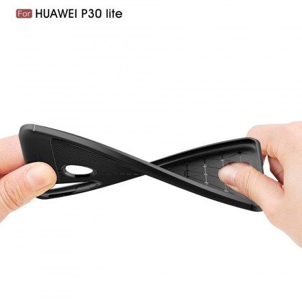 Skal För Huawei P30 Lite Dubbellinje Litchi Lädereffekt