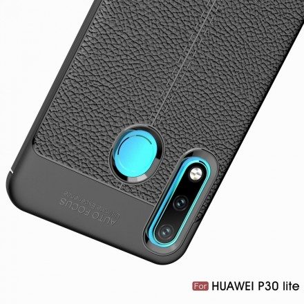 Skal För Huawei P30 Lite Dubbellinje Litchi Lädereffekt