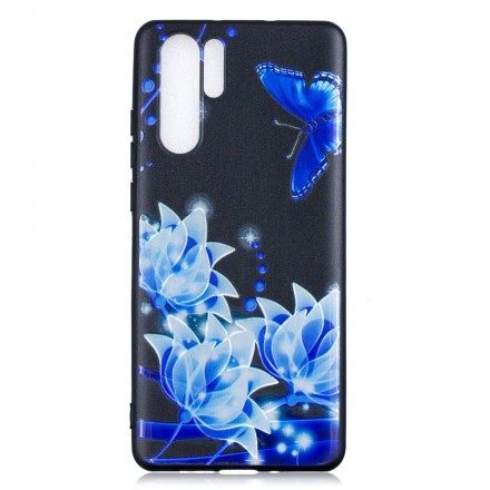 Skal För Huawei P30 Pro Fjäril Och Blå Blommor