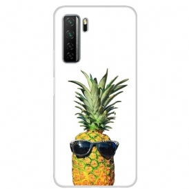 Skal För Huawei P40 Lite 5G Transparent Ananas Med Glasögon