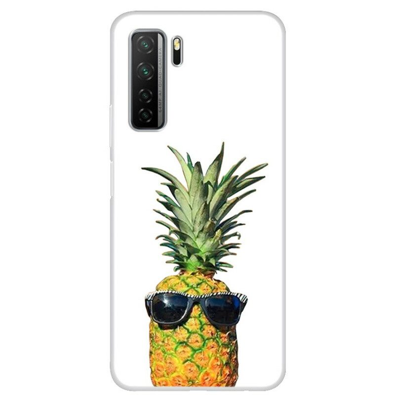 Skal För Huawei P40 Lite 5G Transparent Ananas Med Glasögon