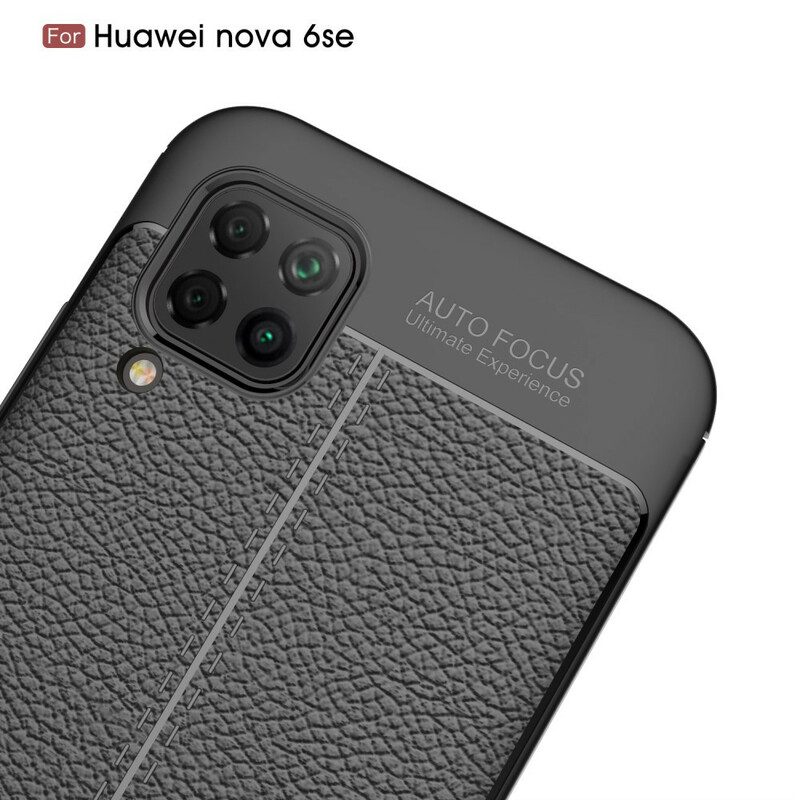 Skal För Huawei P40 Lite Double Line Litchi Lädereffekt