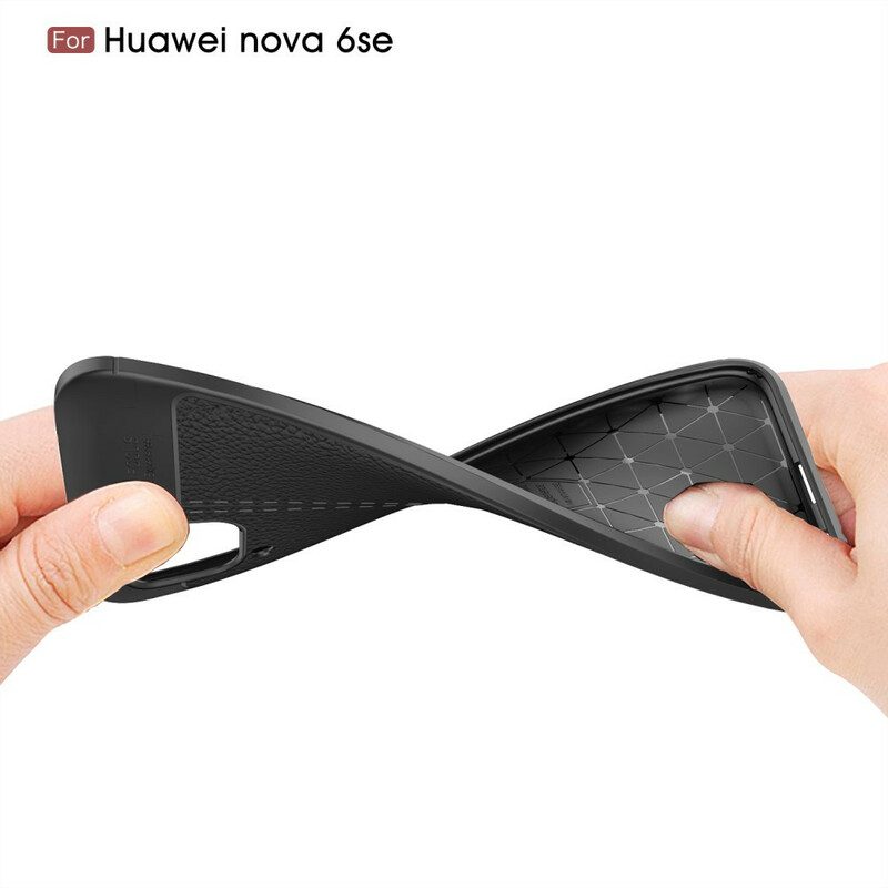 Skal För Huawei P40 Lite Double Line Litchi Lädereffekt