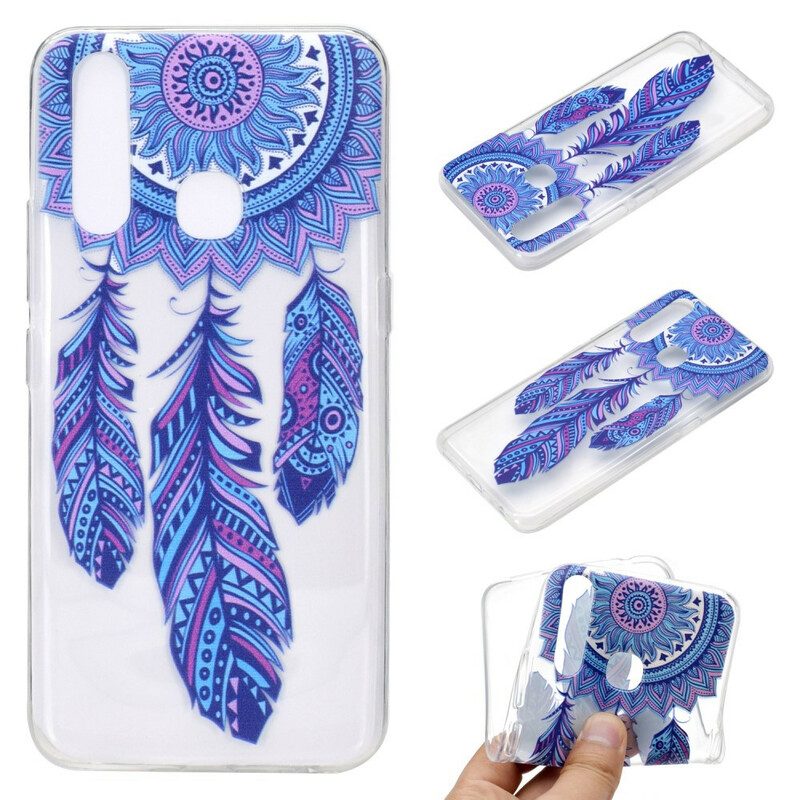 Skal För Huawei P40 Lite E / Huawei Y7p Transparent Dreamcatcher Blue Feathers