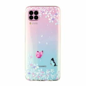 Skal För Huawei P40 Lite Transparenta Fjärilar Och Blommor