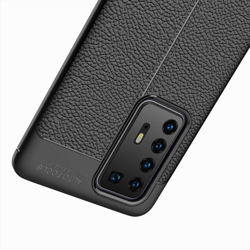 Skal För Huawei P40 Pro Double Line Litchi Lädereffekt