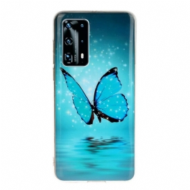 Skal För Huawei P40 Pro Fluorescerande Blå Fjäril