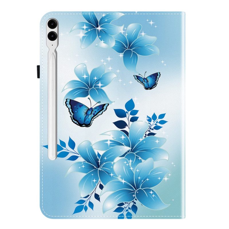 Case Samsung Galaxy Tab S10 Plus Telefonfodral Blått Fjärilsmönster