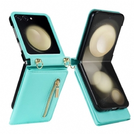 Case Samsung Galaxy Z Flip 7 Telefonfodral Rfid-plånbok Och Axelrem