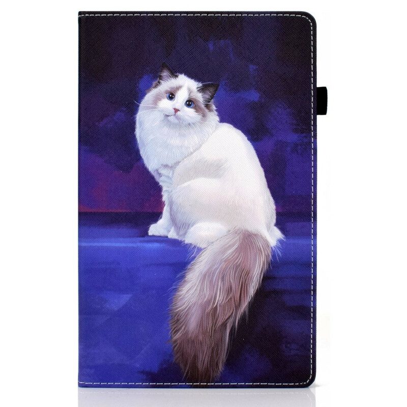 Fodral Case För Samsung Galaxy Tab A7 Lite Vit Katt