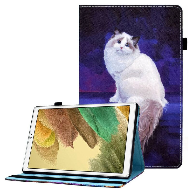 Fodral Case För Samsung Galaxy Tab A7 Lite Vit Katt