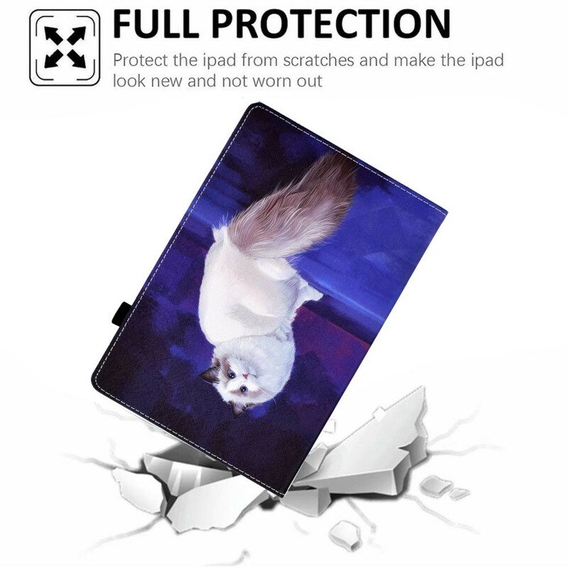 Fodral Case För Samsung Galaxy Tab A7 Lite Vit Katt