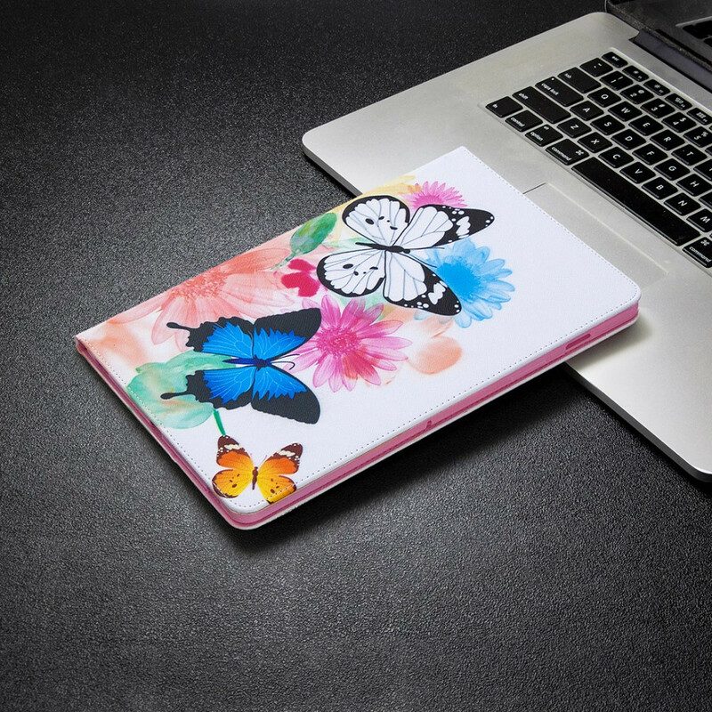 Fodral Case För Samsung Galaxy Tab S7 / Tab S8 Akvarellfjärilar