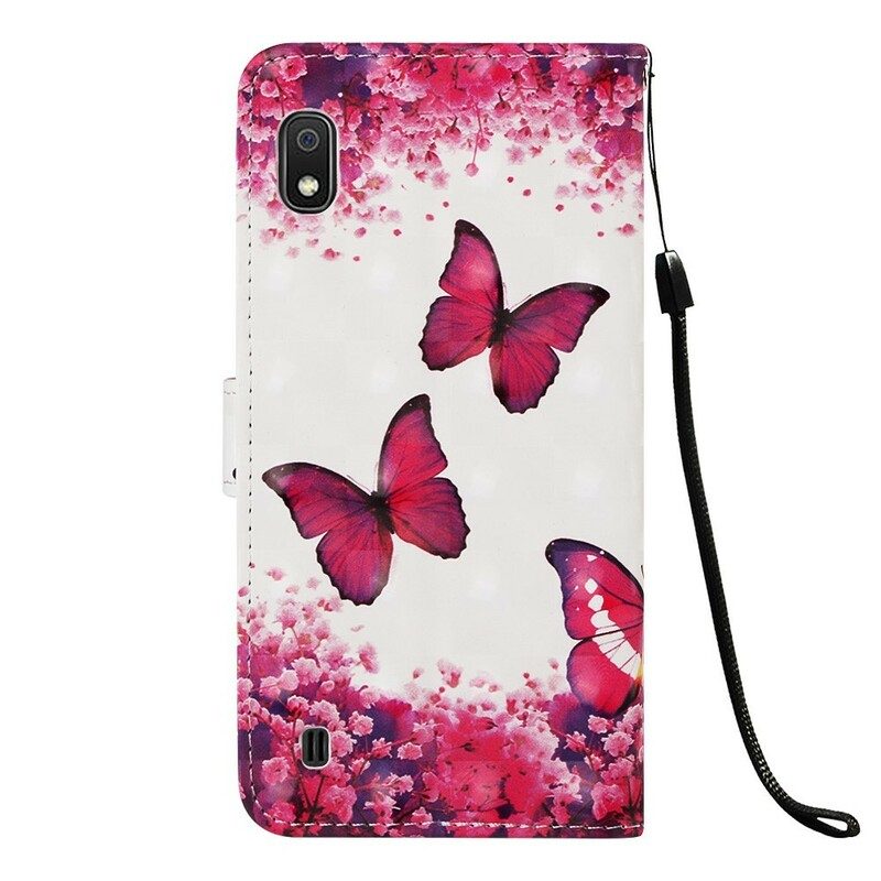 Fodral För Samsung Galaxy A10 Röda Fjärilar