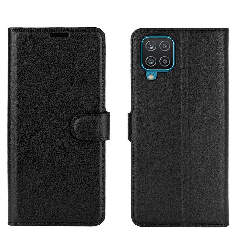 Fodral För Samsung Galaxy A12 / M12 Klassiskt Litchi Konstläder
