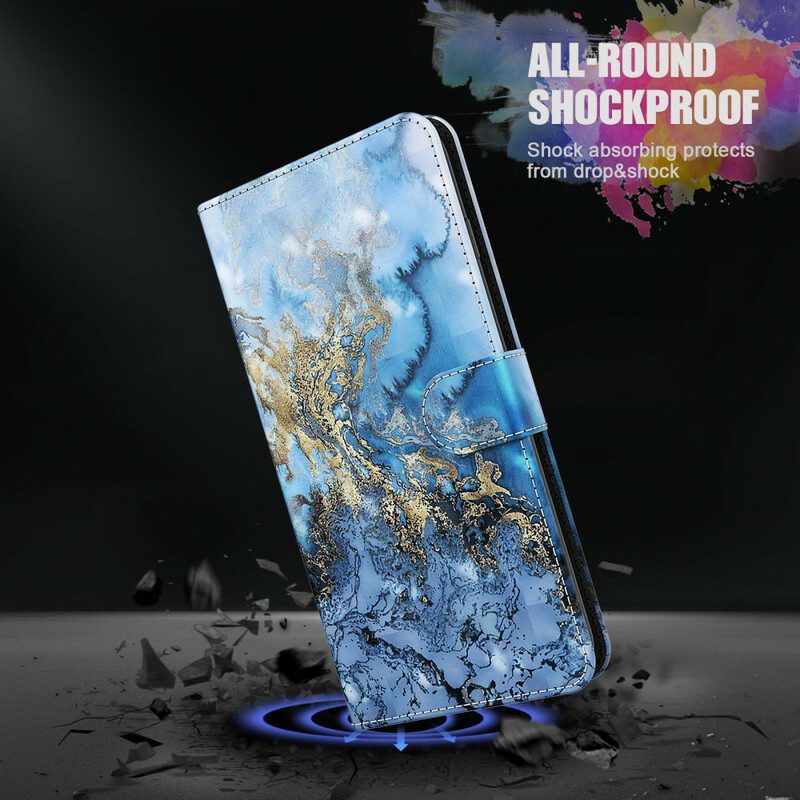 Fodral För Samsung Galaxy A12 / M12 Light Spot Marble Design Med Lanyard