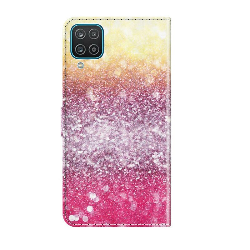 Fodral För Samsung Galaxy A12 / M12 Magenta Glittergradient