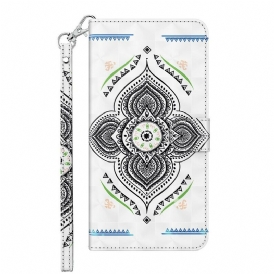 Fodral För Samsung Galaxy A12 / M12 Mandala Ljusfläckar Med Rem