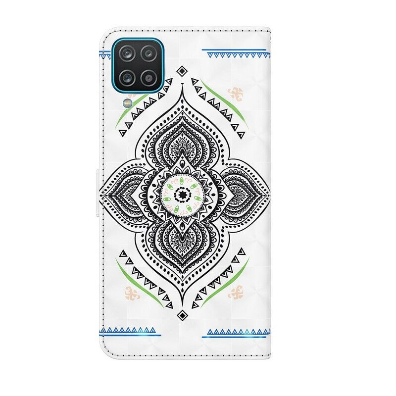 Fodral För Samsung Galaxy A12 / M12 Mandala Ljusfläckar Med Rem