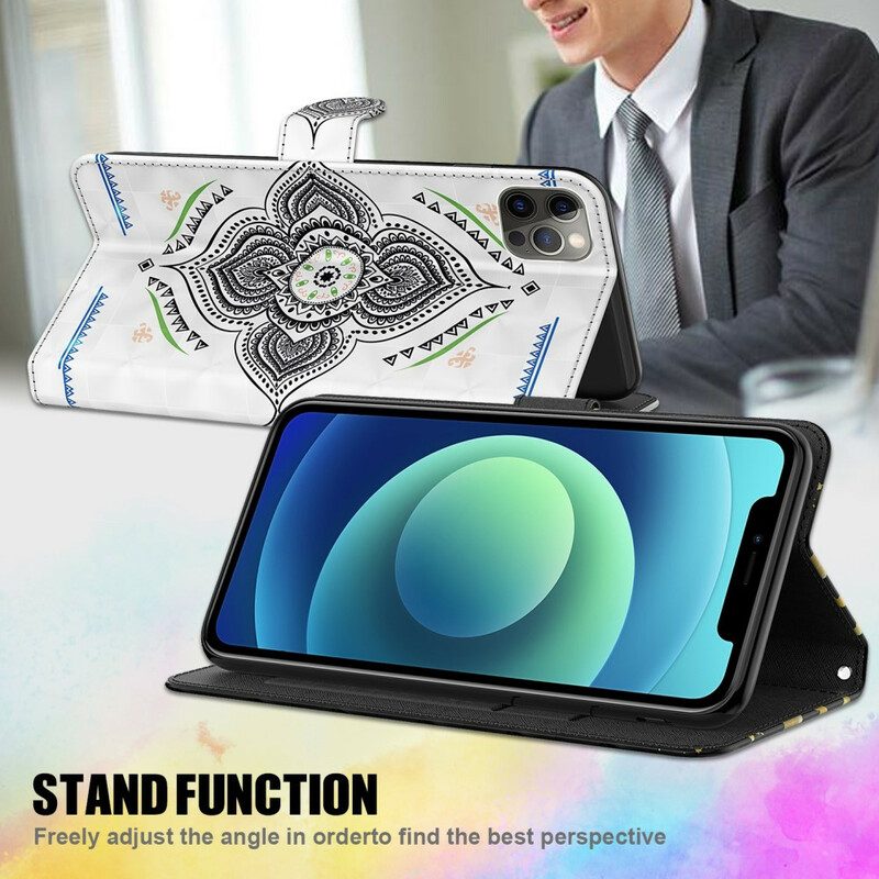 Fodral För Samsung Galaxy A12 / M12 Mandala Ljusfläckar Med Rem