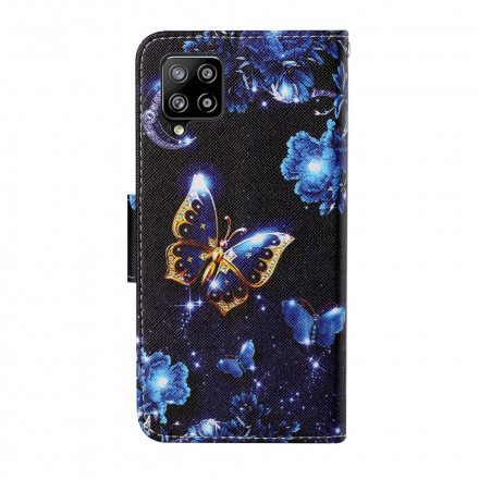 Fodral För Samsung Galaxy A12 / M12 Med Kedjar Därliga Fjärilar