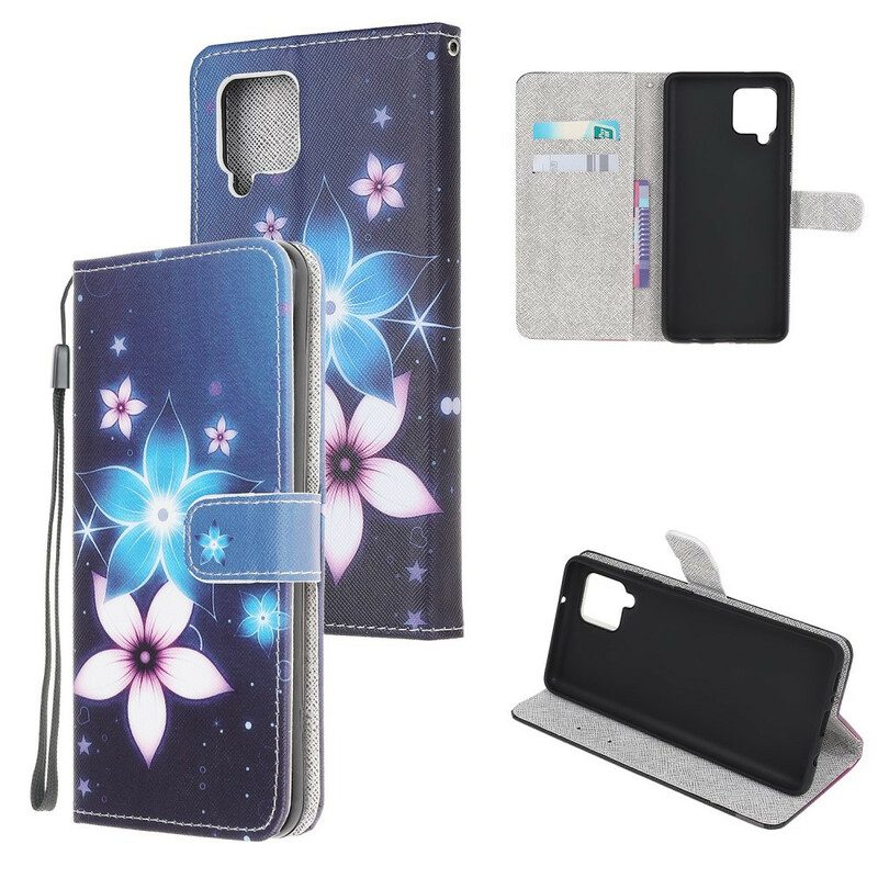 Fodral För Samsung Galaxy A12 / M12 Med Kedjar Lunar Strap Blommor