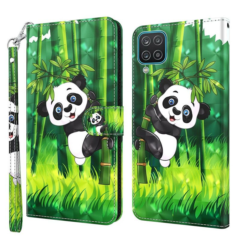 Fodral För Samsung Galaxy A12 / M12 Panda Och Bambu