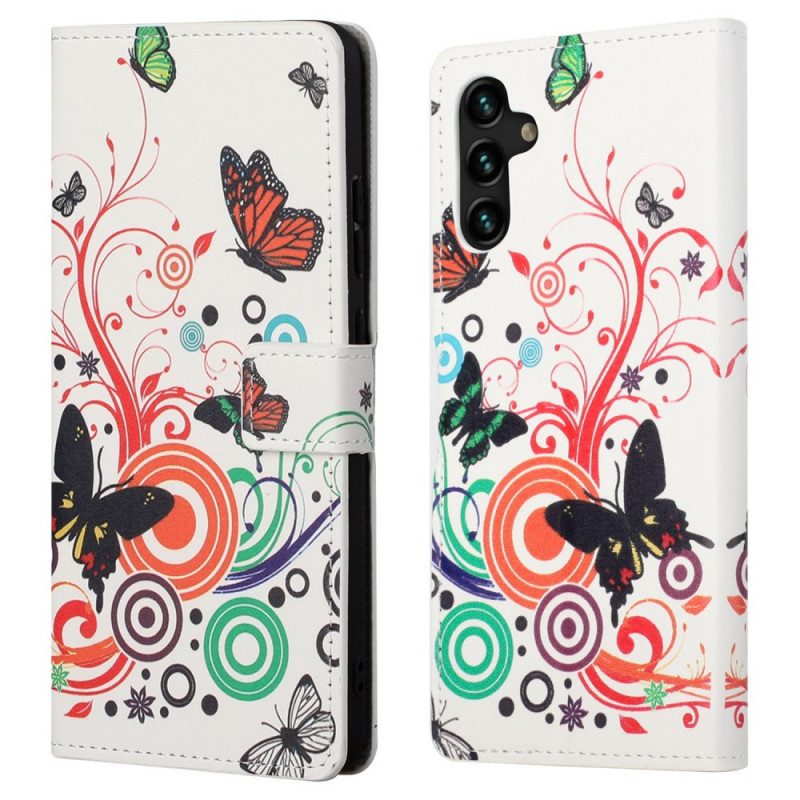 Fodral För Samsung Galaxy A13 5G Fjärilar Och Blommor