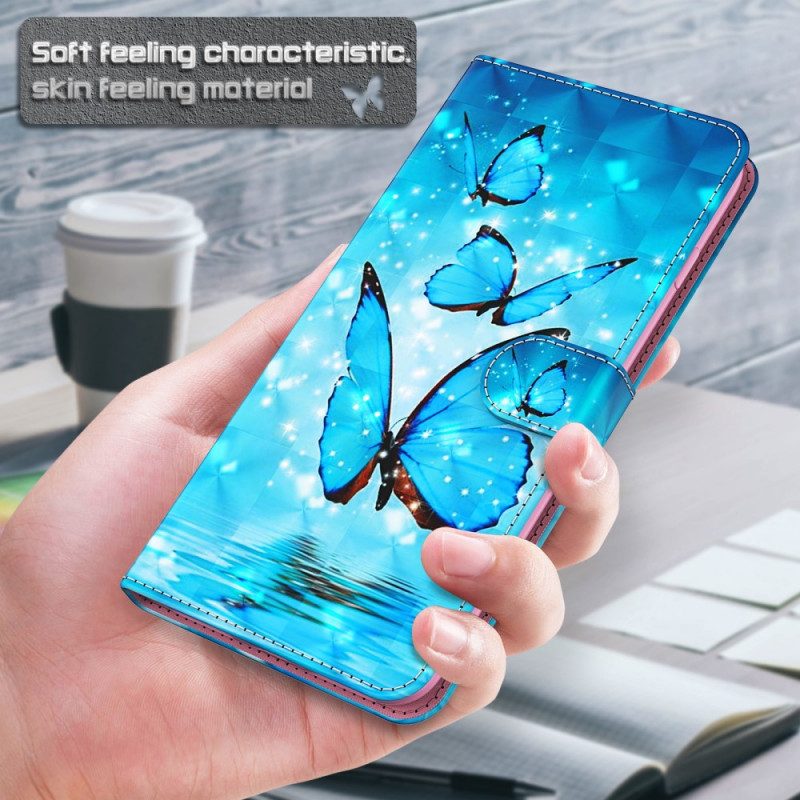 Fodral För Samsung Galaxy A13 5G Flygande Blå Fjärilar